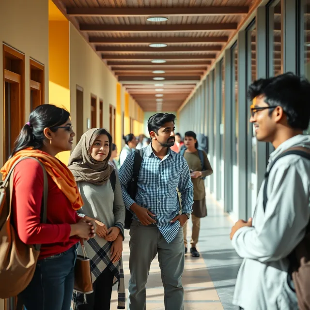 Pakistani students networking at a university event