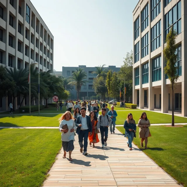 Students walking on the campus of Arid Agriculture University Rawalpindi