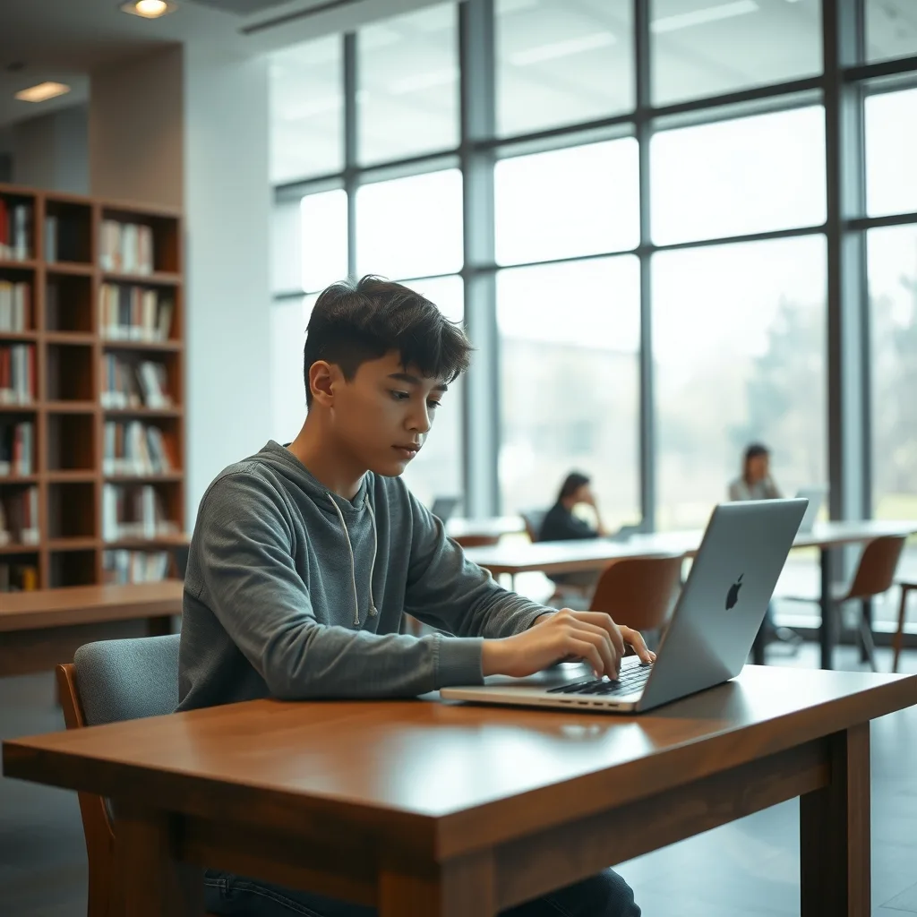 A student reviewing Australia Master's Scholarships details on a laptop screen.