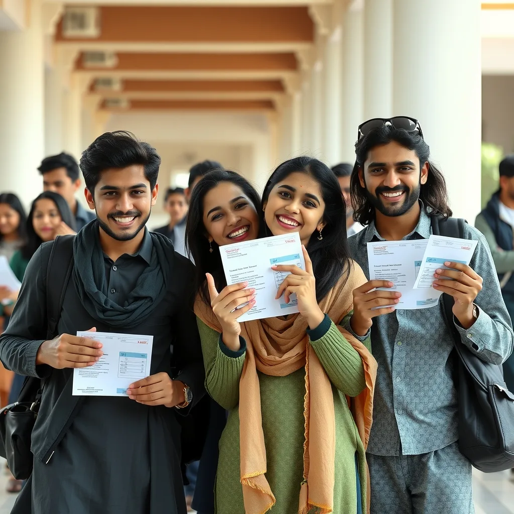 Pakistani students celebrating academic success and board exam results