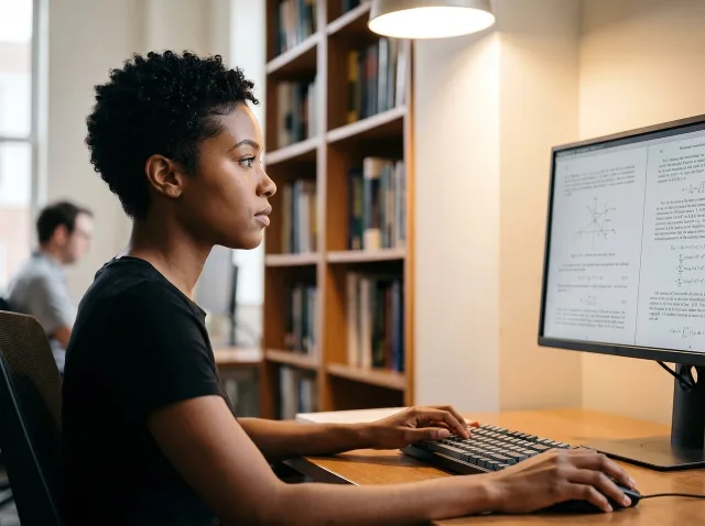 A Pakistani student researching UK climate change scholarship opportunities on a laptop.