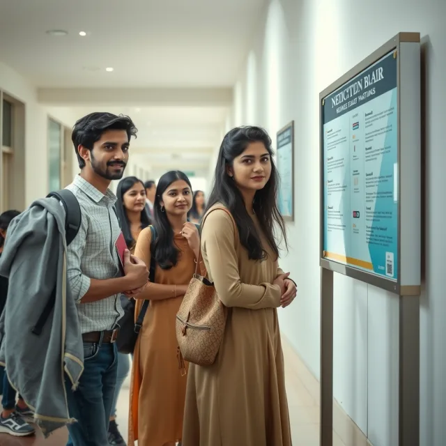 COMSATS Lahore campus students checking scholarship notices on university boards