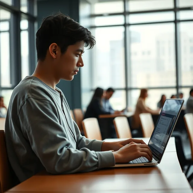 Pakistani graduate student checking DAAD Germany scholarships on a laptop