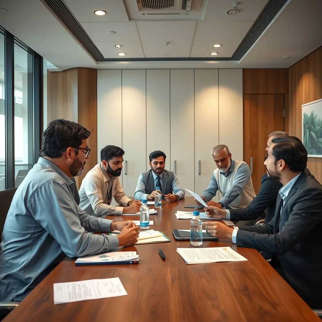 Meeting room at a chamber of commerce in Pakistan discussing education sector updates