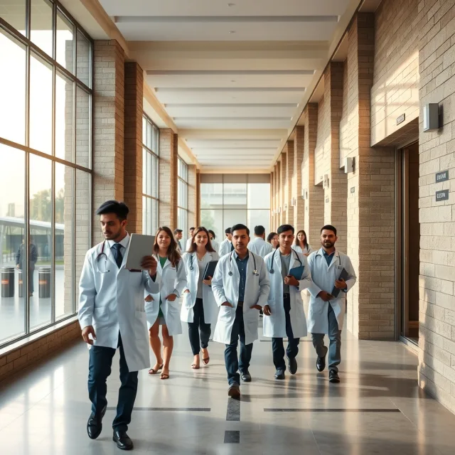 Students at Fatima Jinnah Medical University campus in Lahore