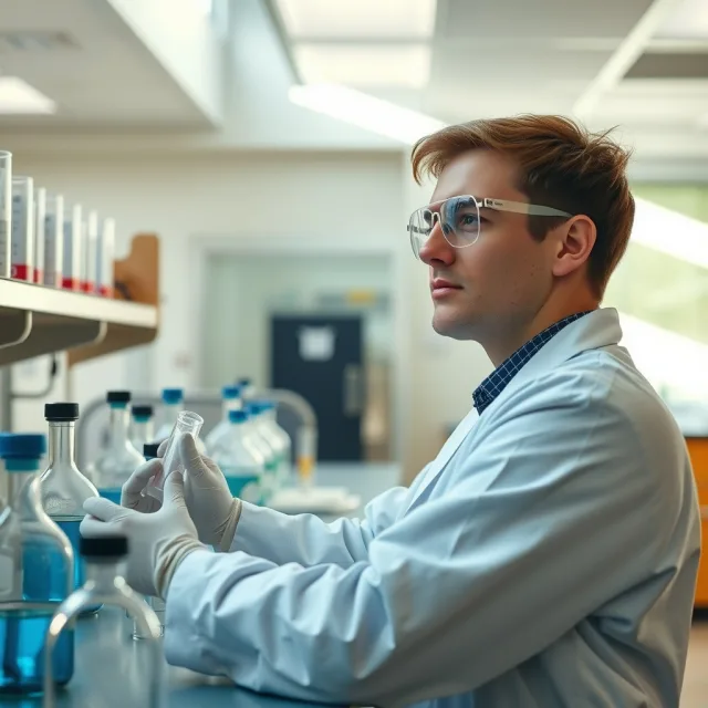 Student working in a university laboratory for a Master’s in Biochemistry scholarship in Canada