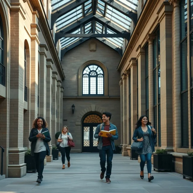 A modern university campus building representing study abroad opportunities in the UK