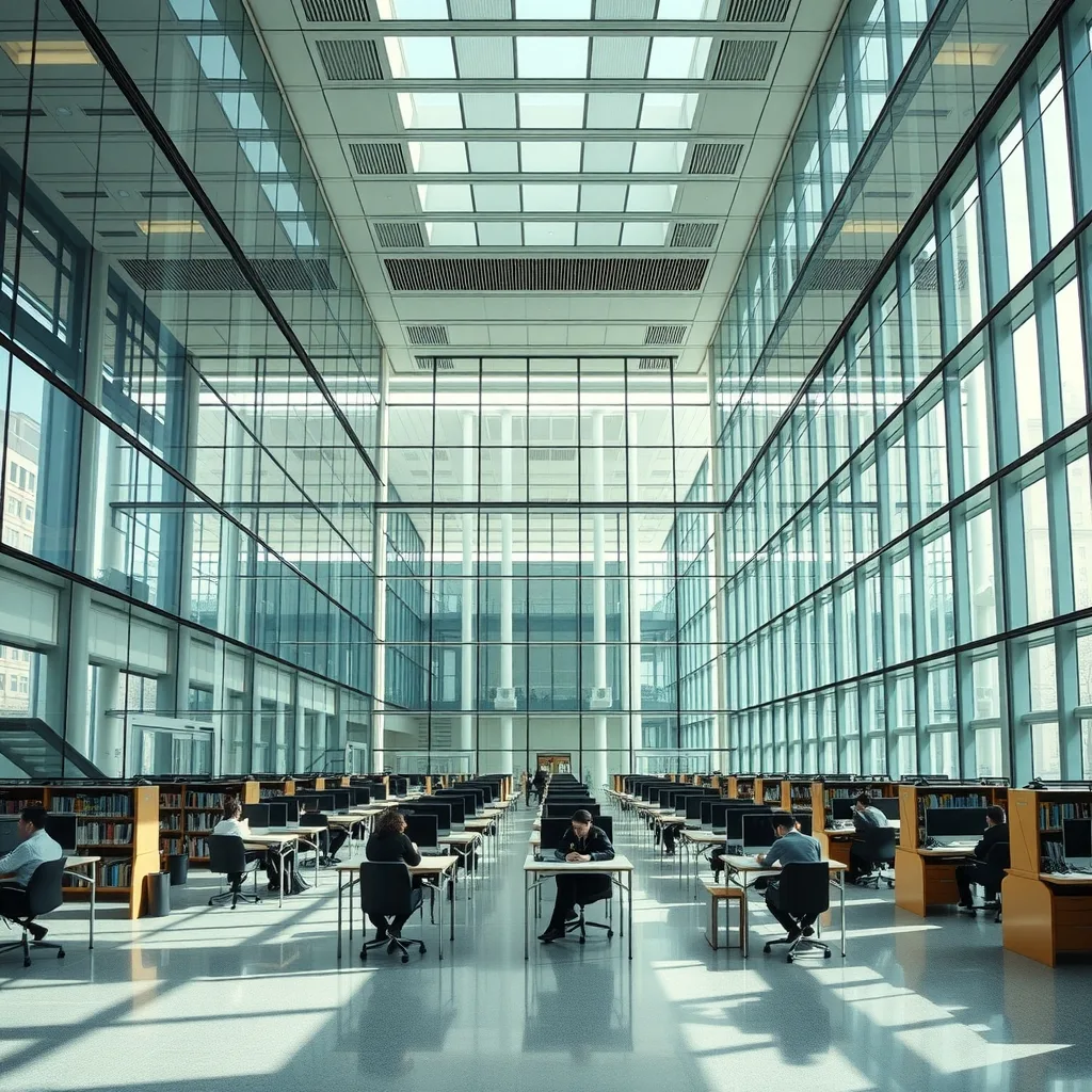 Modern library building at a top-tier university in China
