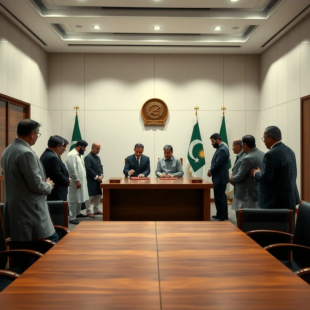 Ishaq Dar witnessing an MoU agreement to modernize HEC degree attestation services