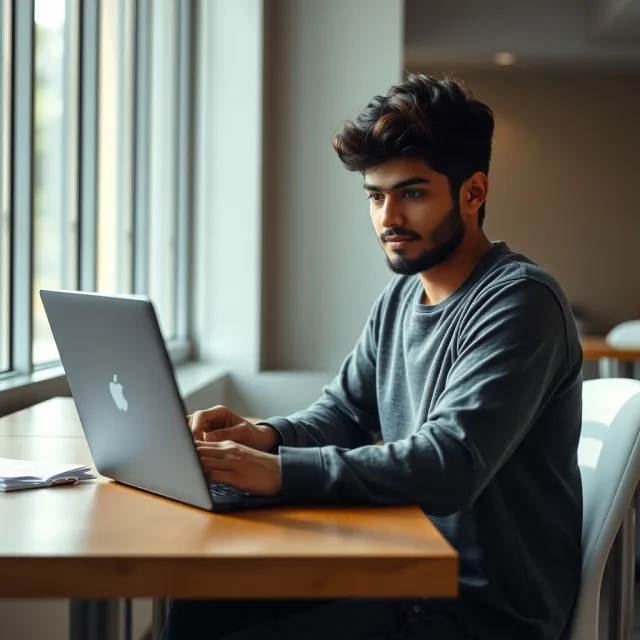 Pakistani student completing HEC LAT online registration on a laptop