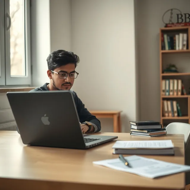 Pakistani student applying for HEC learning opportunities abroad on a laptop