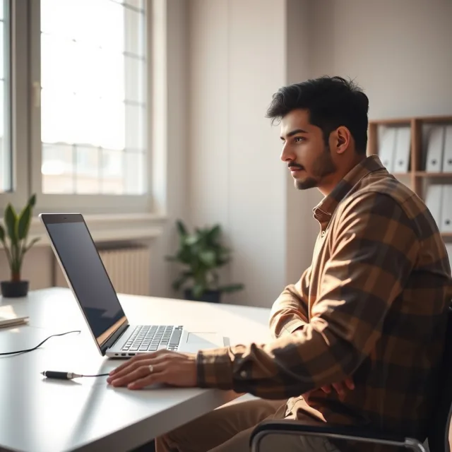 Pakistani student checking scholarship results online
