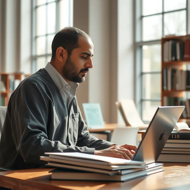 A researcher working on academic documents for HEC Research Awards 2026-27