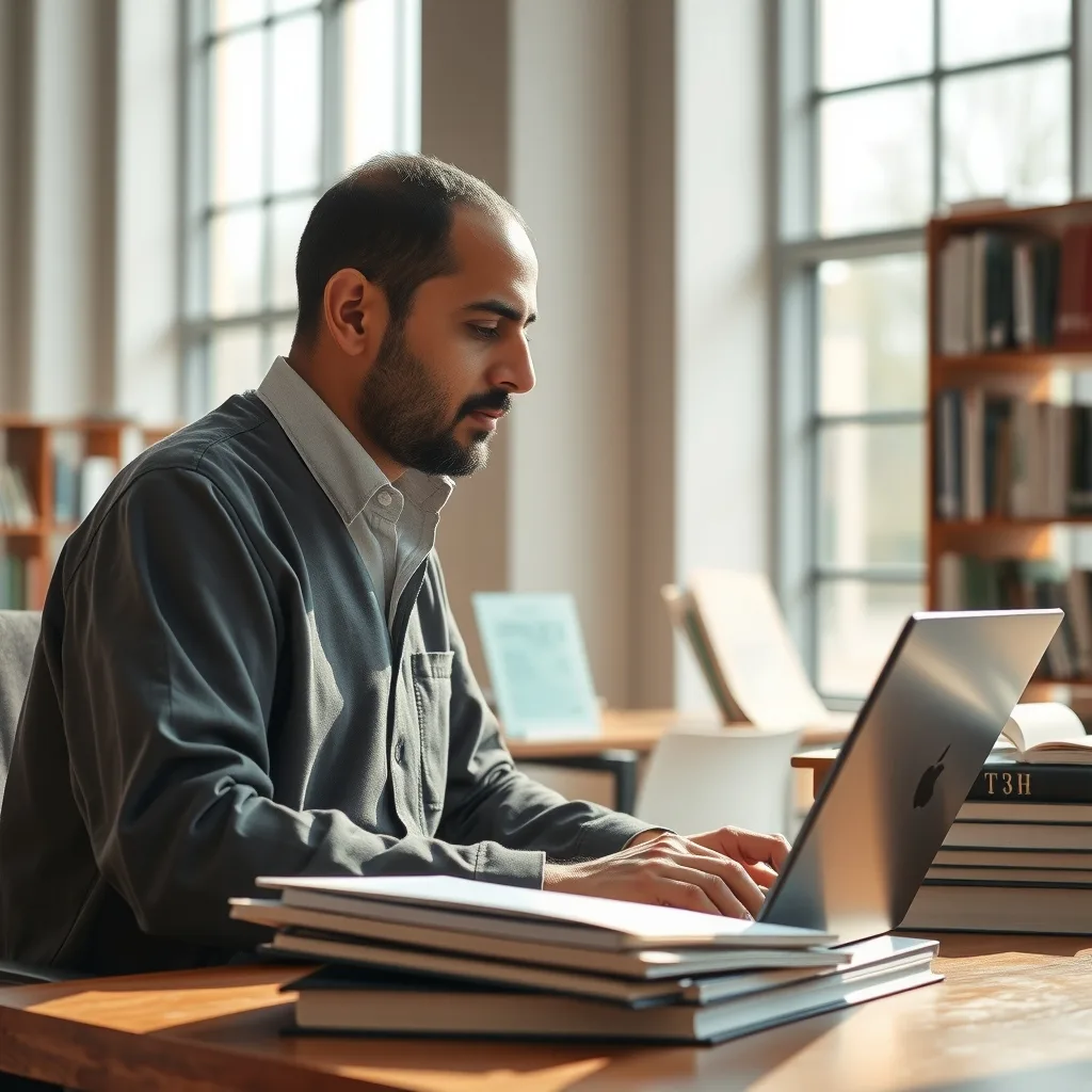 A researcher working on academic documents for HEC Research Awards 2026-27