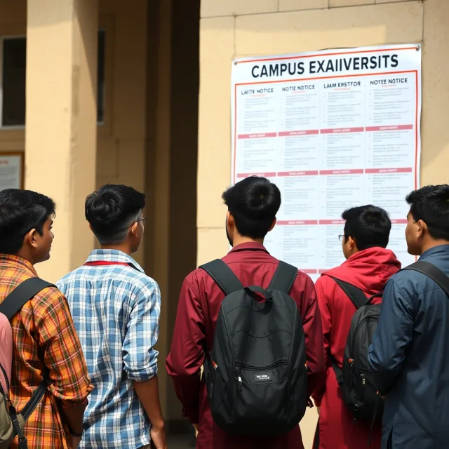 Students reviewing medical entry test results in Pakistan