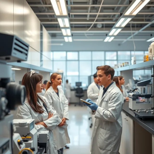 Students working in a modern research laboratory for KAUST internship