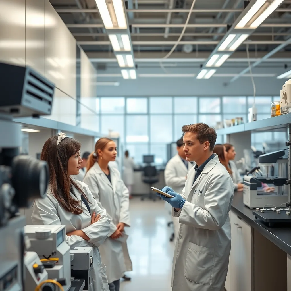Students working in a modern research laboratory for KAUST internship