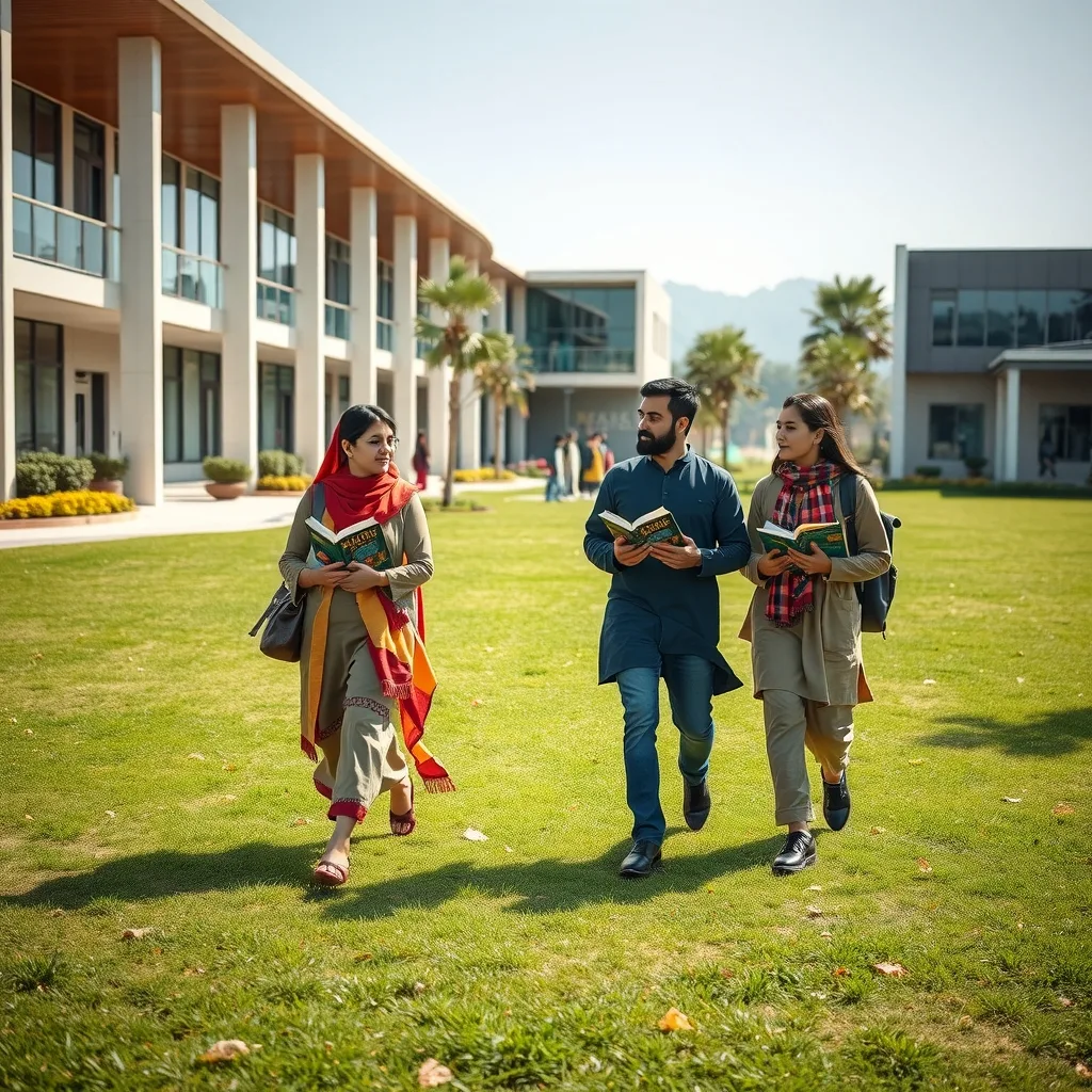 Pakistani students studying on a university campus in Khyber Pakhtunkhwa