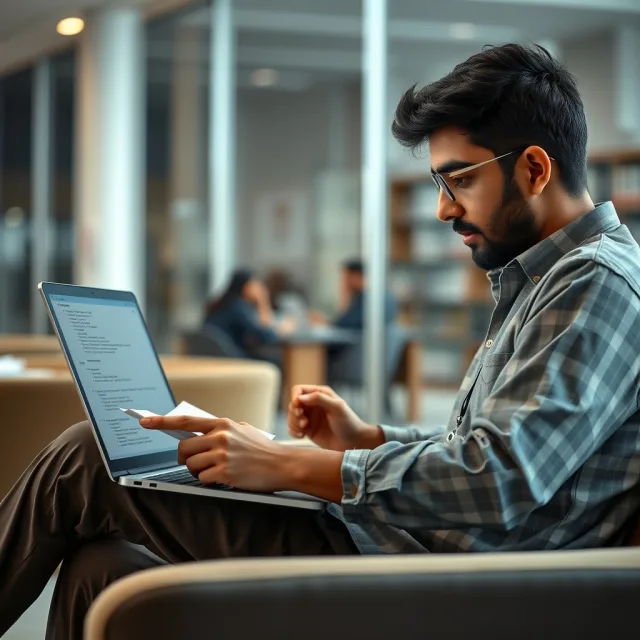 Pakistani students reviewing educational documents online on a laptop screen.