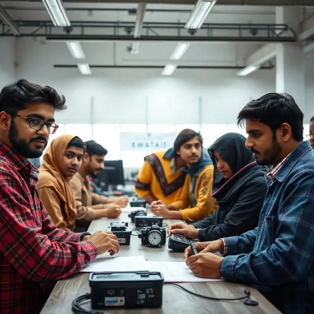 Students attending a technical training session in a modern institute in Pakistan