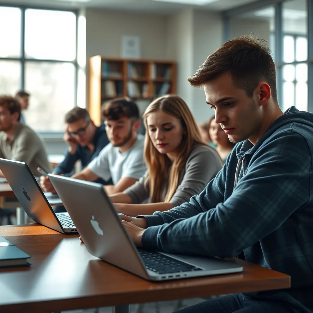 Pakistani students using laptops to study and develop AI tools for education