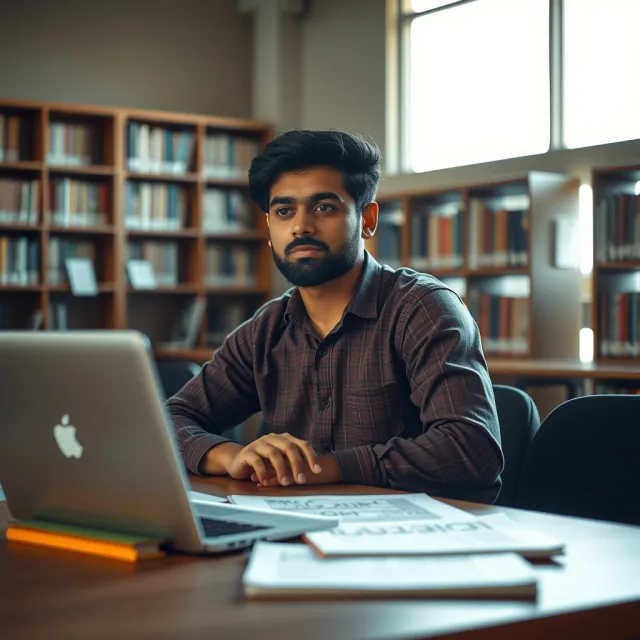 A student studying engineering documents in a university setting in Pakistan