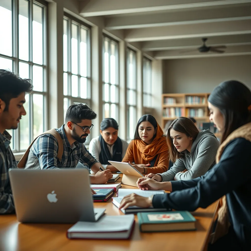 Students collaborating in a modern university library setting for the Pakistan-Maldives university MoUs story