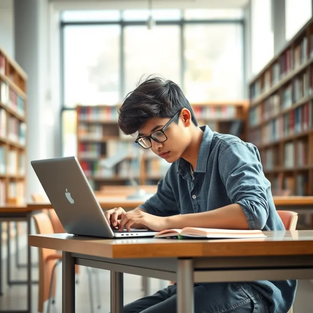 A student using a laptop for studying in Pakistan