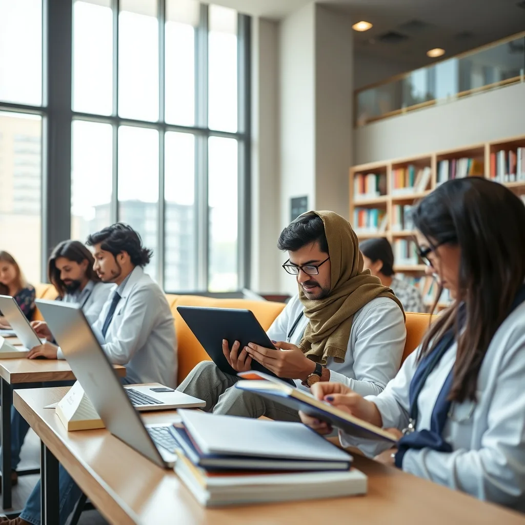 Medical students studying in a library setting for Punjab MBBS BDS admissions