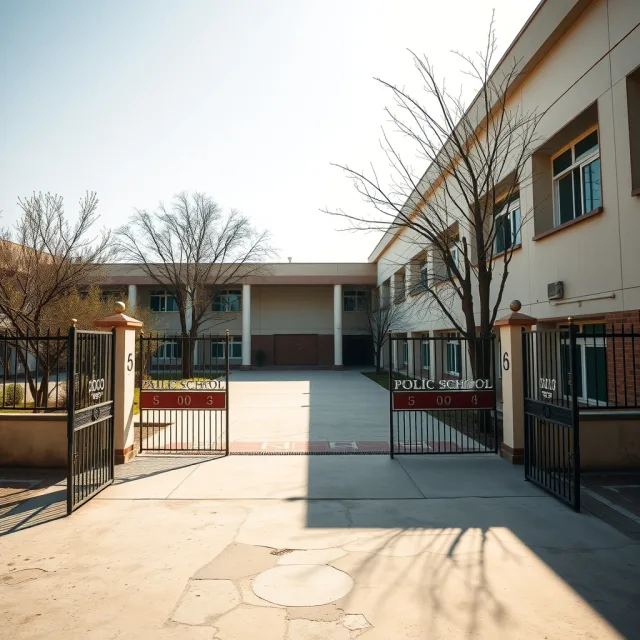 Public school building in Punjab during winter morning hours