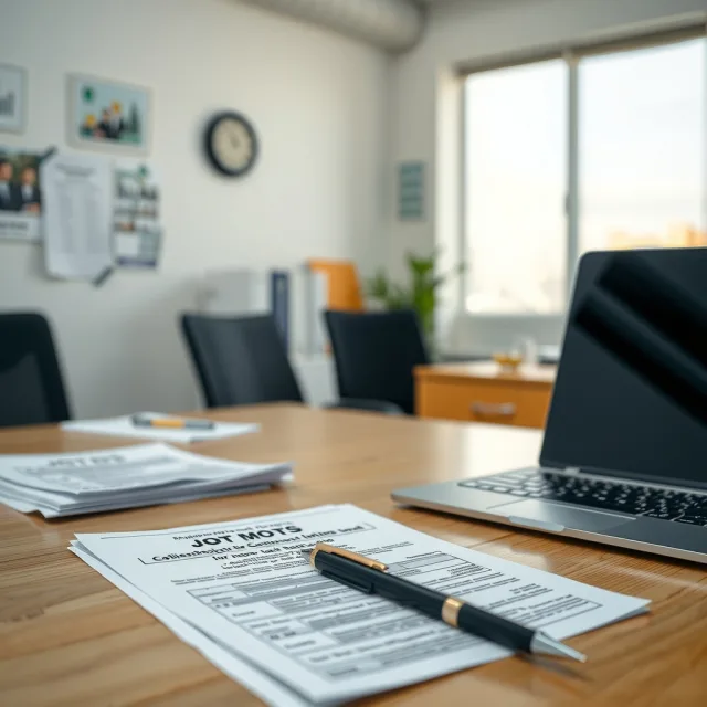 A professional office desk with application forms and stationery representing job opportunities in Punjab.