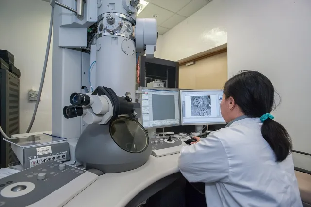 Students working in a modern university computer science laboratory focused on artificial intelligence research.