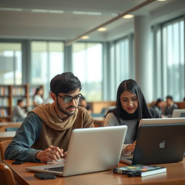 Students reviewing international study options and mobility data