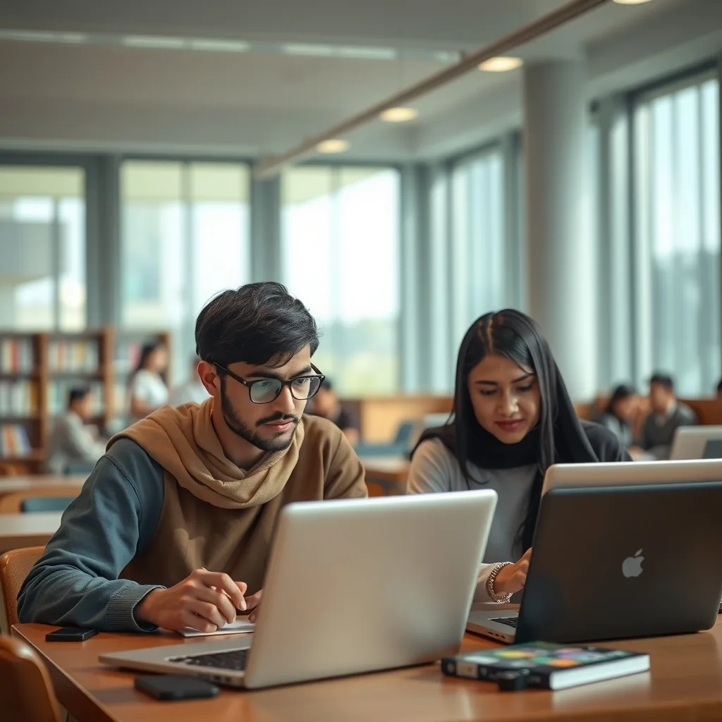 Students reviewing international study options and mobility data