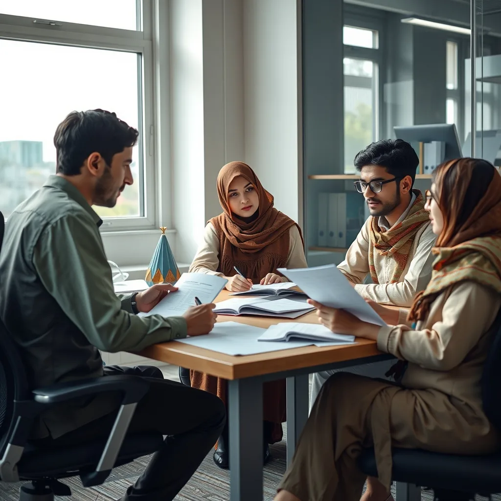 Pakistani students discussing study abroad options with a consultant