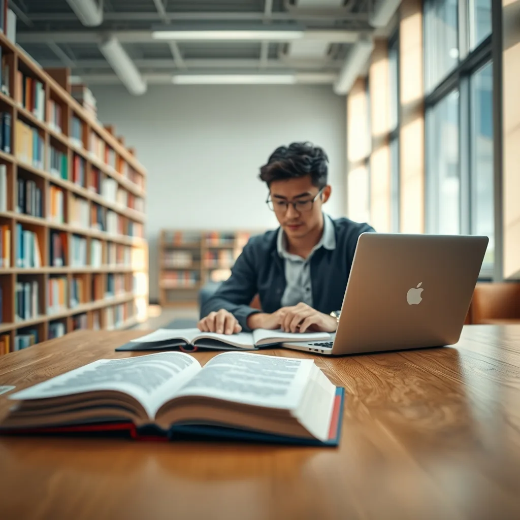 A researcher working in a modern university library, representing Swiss Government Excellence Scholarships.
