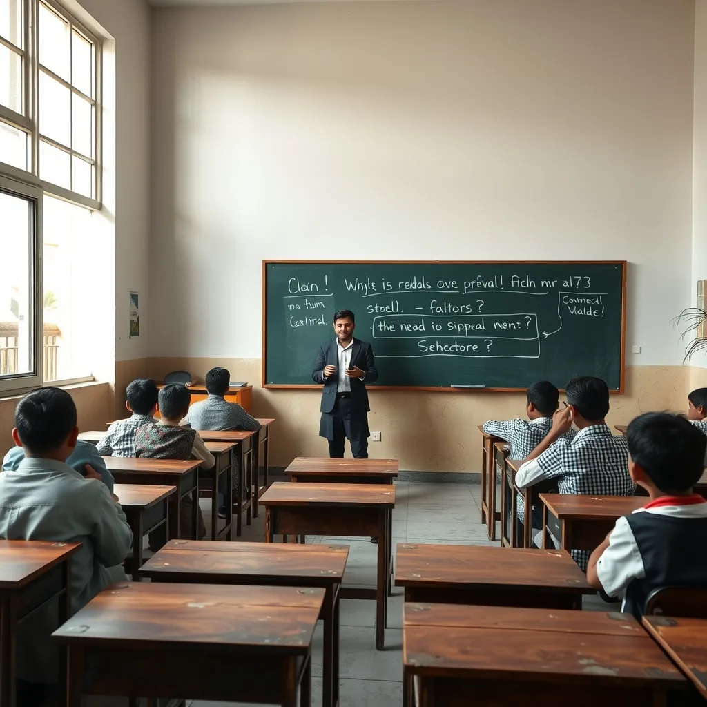 Public school classroom in Pakistan with teachers and students during a lesson