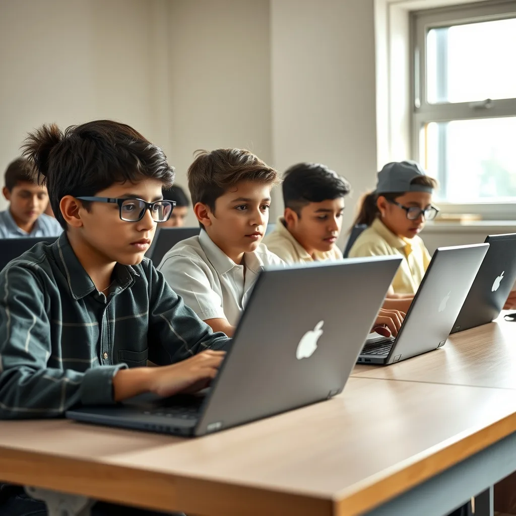 Students participating in a tech masterclass and learning AI building skills