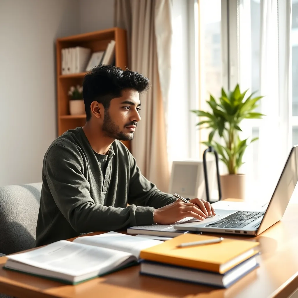 A student using a laptop for exam preparation and study planning