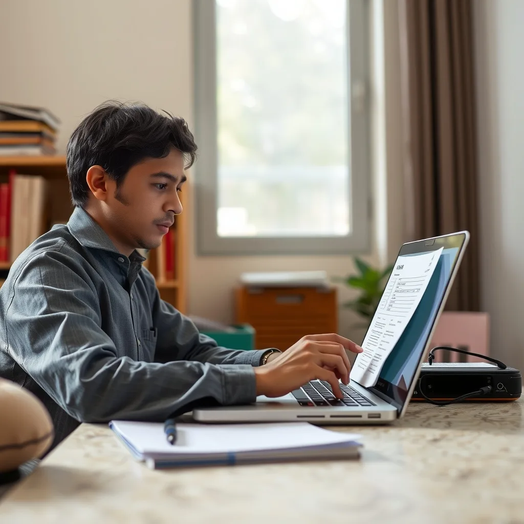 A Pakistani student checking exam results online on a laptop screen.
