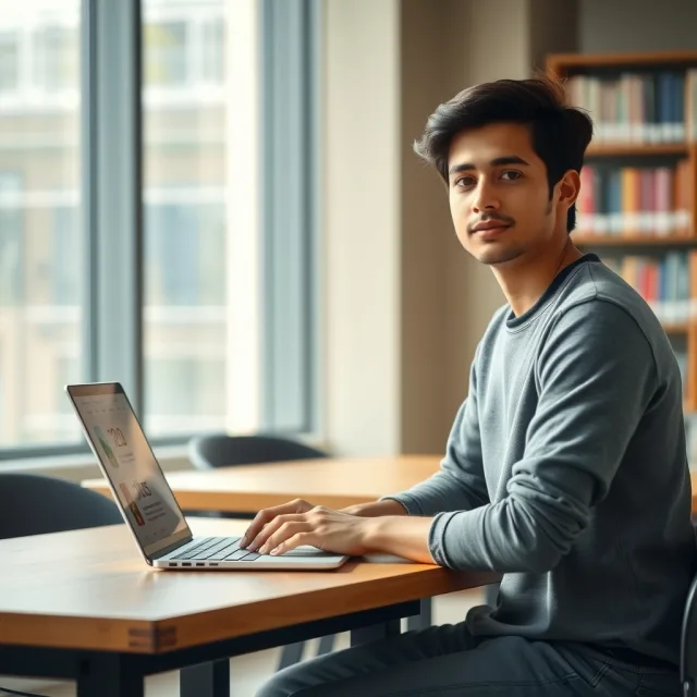 Pakistani student checking university updates on a laptop regarding UK admissions