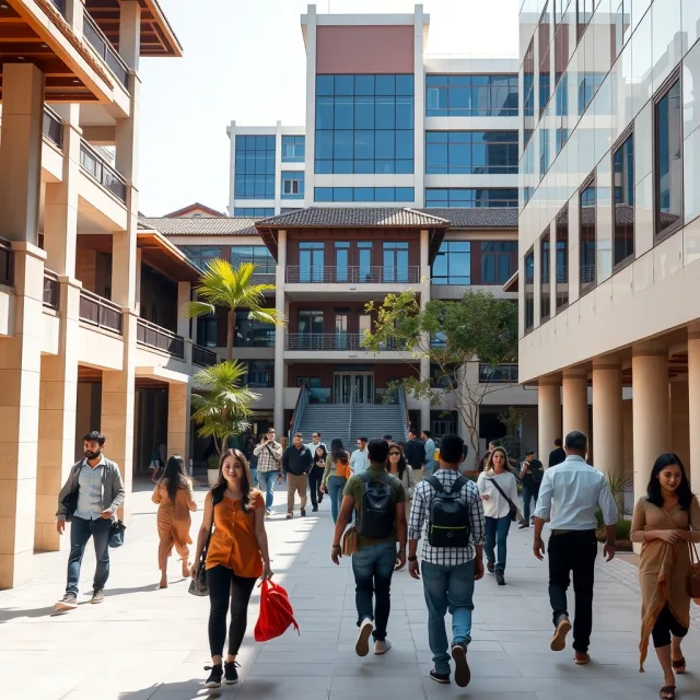 Students at the University of Karachi campus