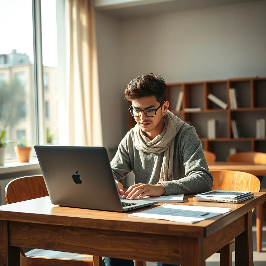 Pakistani student reviewing international education updates on a laptop