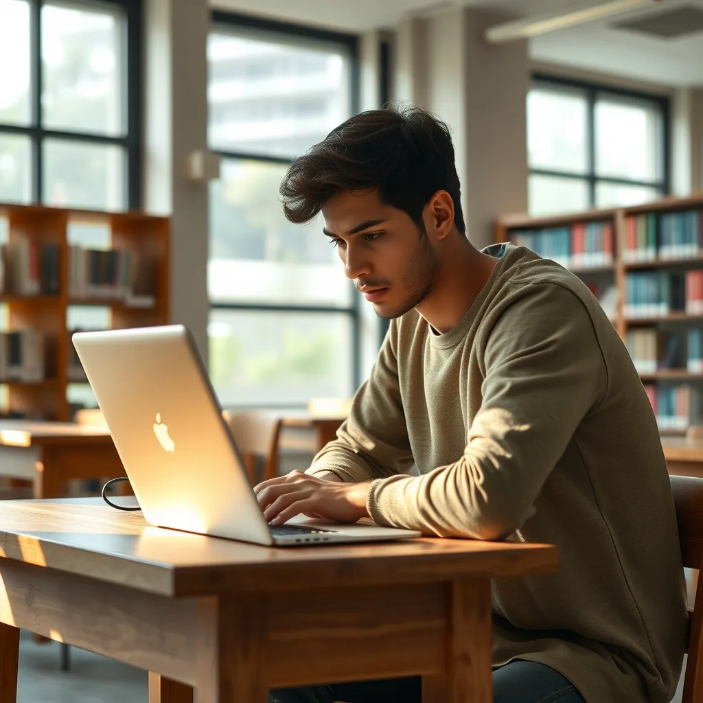 A student using a laptop carefully researching study abroad options and education consultants in Pakistan.