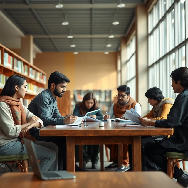 Students focusing on academic studies and practical skills in a library setting