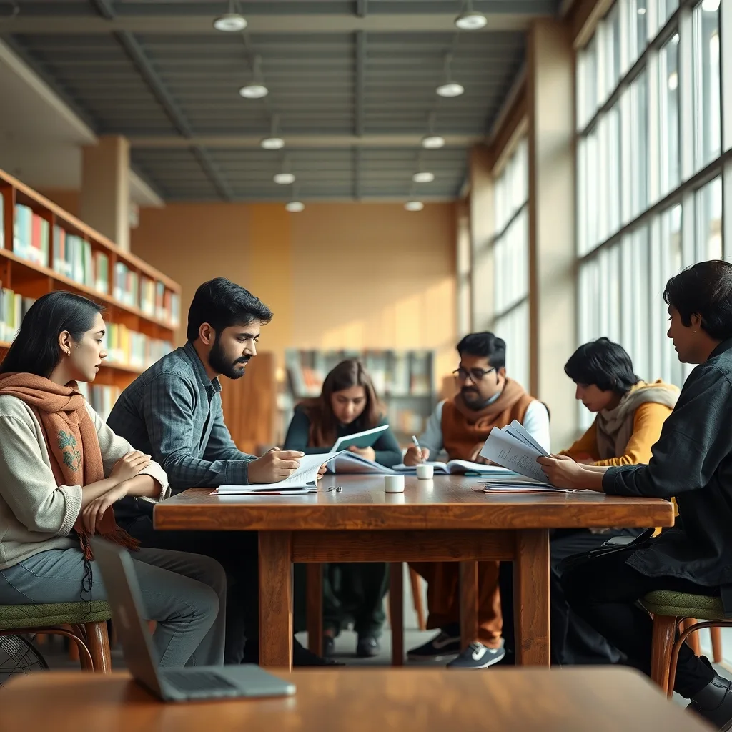 Students focusing on academic studies and practical skills in a library setting