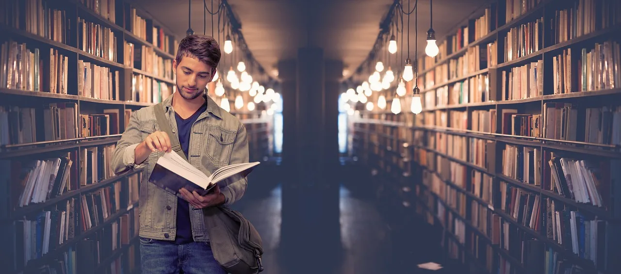 University students exploring AI literacy and digital skills in a modern academic library