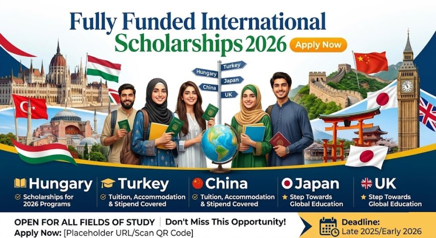 Fully Funded International Scholarships 2026 for Pakistani Students | Apply Now for Hungary, Turkey, China, Japan & UK