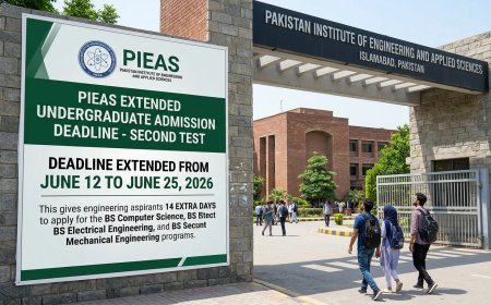 PIEAS Undergraduate Admission Second Test Deadline Extended to June 25, 2026
