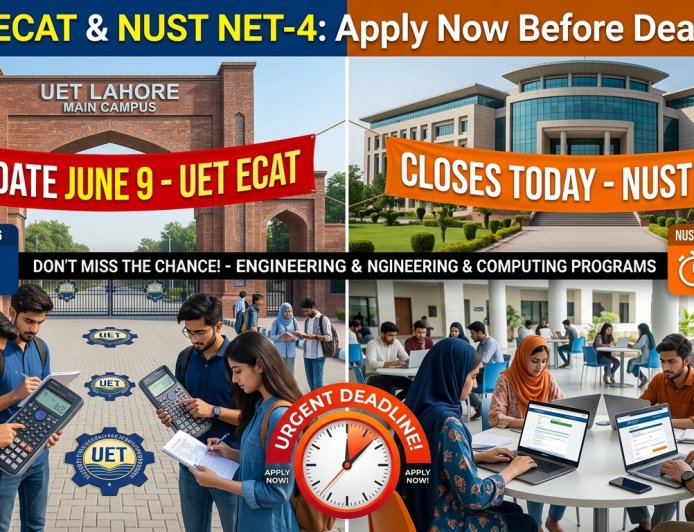 Engineering Admissions 2026: UET ECAT June 9 + NUST NET-4 June 8 Deadlines (2 Days Left, Apply Before Midnight)